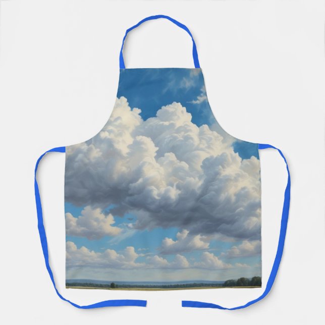 Tablier Nuages blancs et ciel bleu clair (Recto)