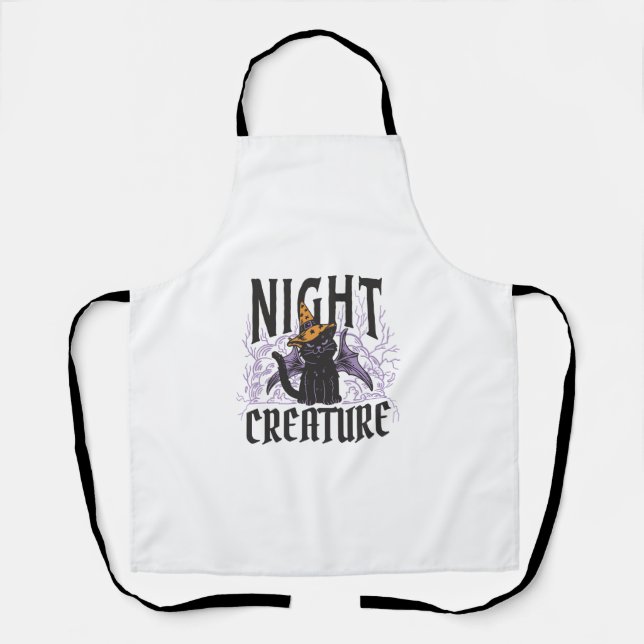 Tablier Nuit Créature Drôle Halloween Chat (Recto)