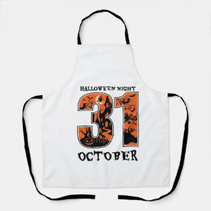 Tablier Nuit d'Halloween Maison Hantée d'Octobre Sorcière 