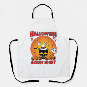 Tablier Nuit effrayante d'Halloween Crâne Chapeau de sorci