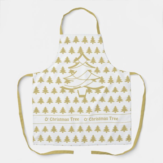 Tablier O' Christmas Tree Gold/Blanc Motif Iconique (Recto)