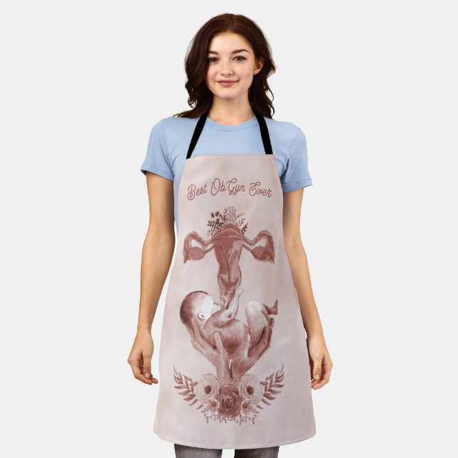 Tablier Ob/Gyn Midwoman Florale Enfance Cervix Ovaires (Porté)