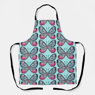 Tablier Octobre Turquoise Verre Papillon Motif Design