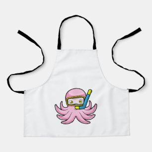 Tablier Octopus à la plongée avec tuba et lunettes de nata