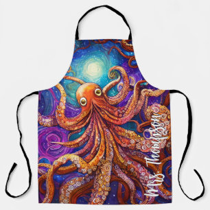 Tablier Octopus couleur Whimsical avec nom personnalisé