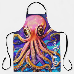 Tablier Octopus océanique avec nom personnalisé