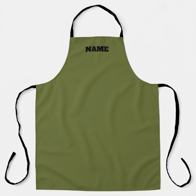 Tablier OD Green cooking apron with custom name (Recto)