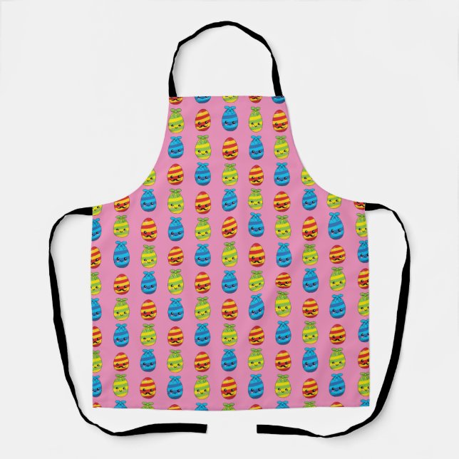 Tablier Oeufs de Pâques de Kawaii avec des rubans (Recto)