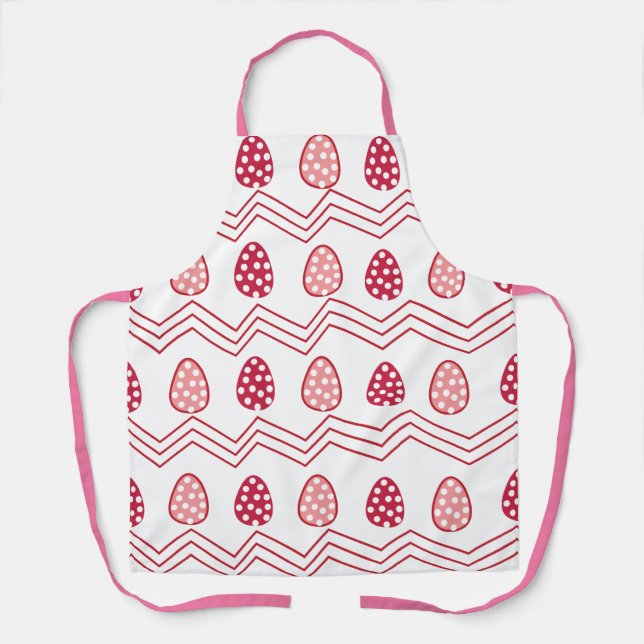 Tablier Oeufs de Pâques rose rouge Motif de Pâques (Recto)