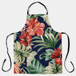 Tablier Oeuvre exotique de fleurs tropicales.