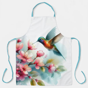 Tablier OEuvre florale/printanière de colibri