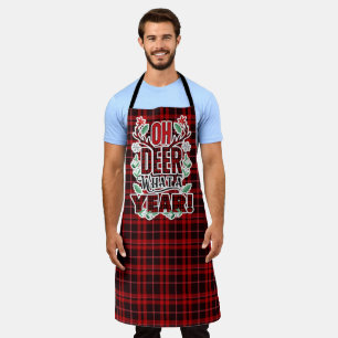 Tablier OH DEER Quelle année Red Tartan Plaid Holiday