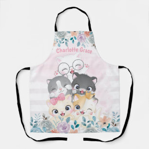 Tablier Oh So Féminin Mignon Chatons Amis Nom Floral