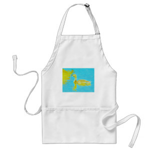 Tablier Oie-bébé jaune avec eau bleu clair