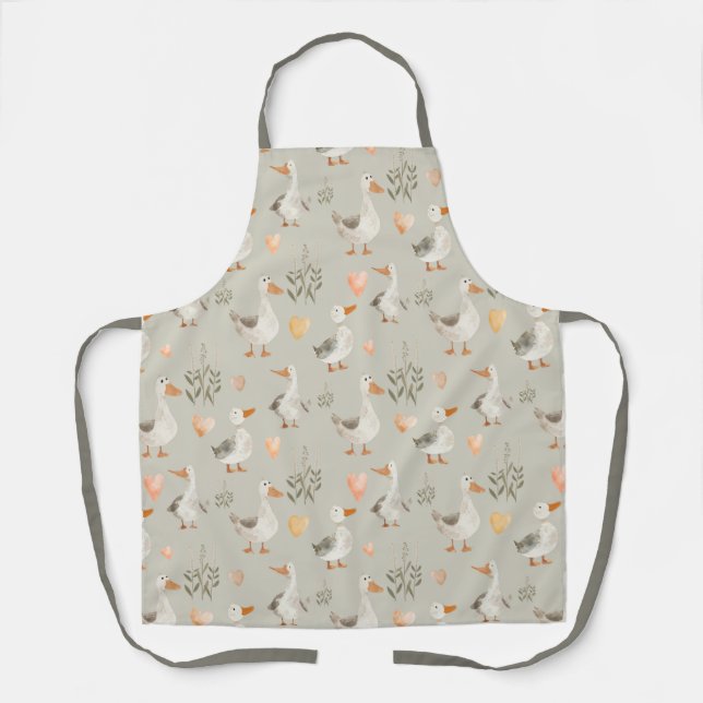 Tablier Oie d'aquarelle mignonne - Apron de Whimsy (Recto)