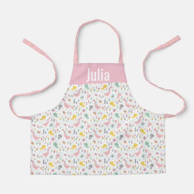 Tablier Oie mignonne et oies aux couleurs pastel (Recto)