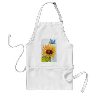 Tablier Oiseau bleu de bonheur avec le tournesol