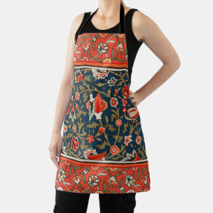 Tablier Oiseau et fleurs Perse Motif bleu rouge
