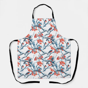 Tablier Oiseaux de titane, branches de neige hivernale, ra