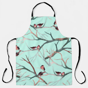 Tablier Oiseaux d'hiver Branches de l'arbre Aquarelle