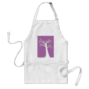 Tablier Oiseaux verts dans un arbre tourbillonnant fantais