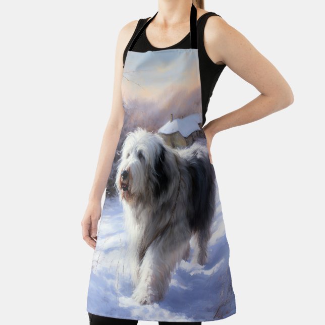Tablier Old English Sheepdog Laisser neiger Noël (Insitu)