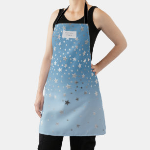 Tablier ombre bleu argent étoiles monogramme apron