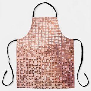 Tablier or rose : carreaux de mosaïque carré.