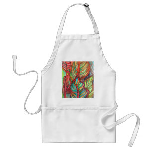 Tablier Orange Canna feuille aquarelle art original