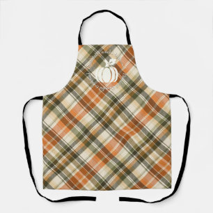Tablier Orange doux, vert & crème Plaid avec Citrouille