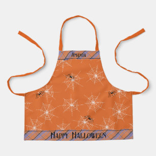Tablier Orange Éffrayant Araignées Halloween Enfants