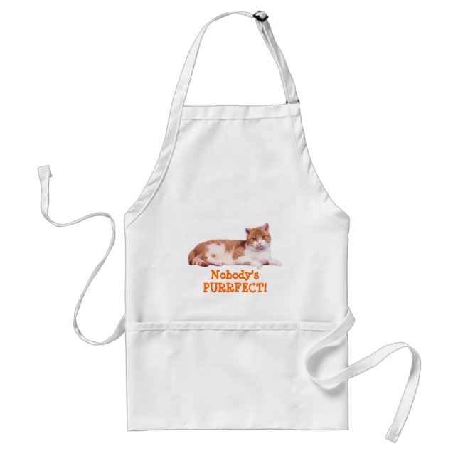 Tablier orange et blanc de chat (Devant)