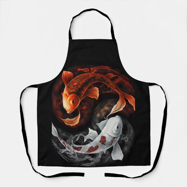 Tablier Orange Et Blanc Lucky Koi Poisson Japon Art (Recto)