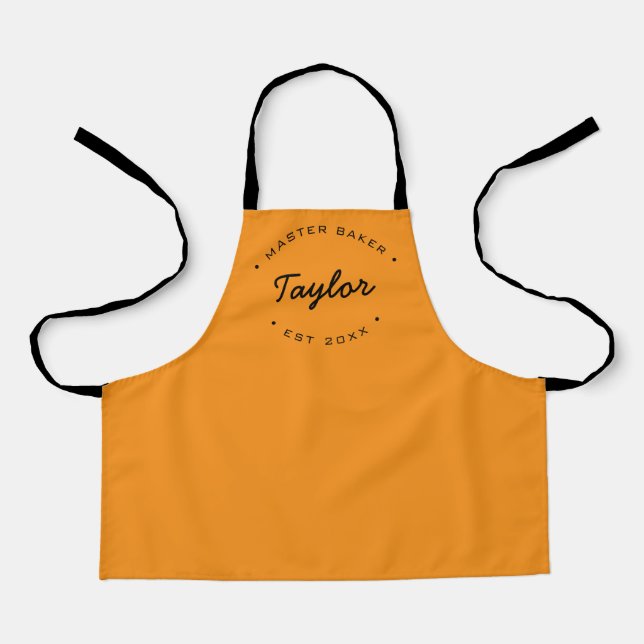 Tablier Orange Nom personnalisé Année Master Baker (Recto)