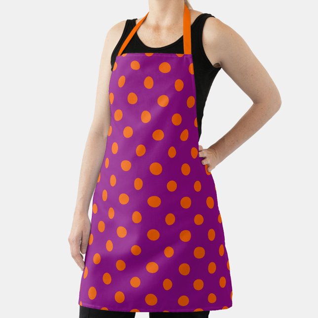 Tablier Orange On Purple Pois Design Motif (Créateur téléchargé)