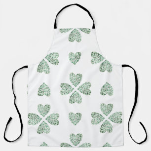 Tablier Ornement vert botanique, aquarelle transparente