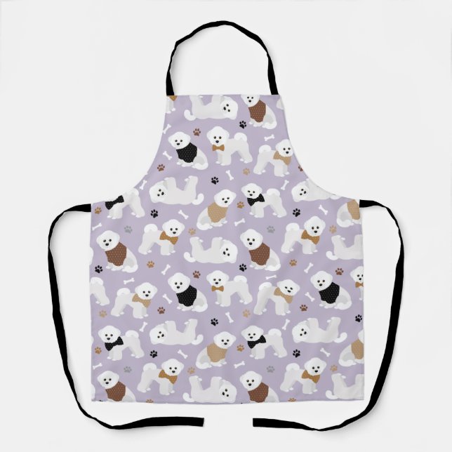 Tablier Os et pattes pourpres de Bichon Frise (Recto)