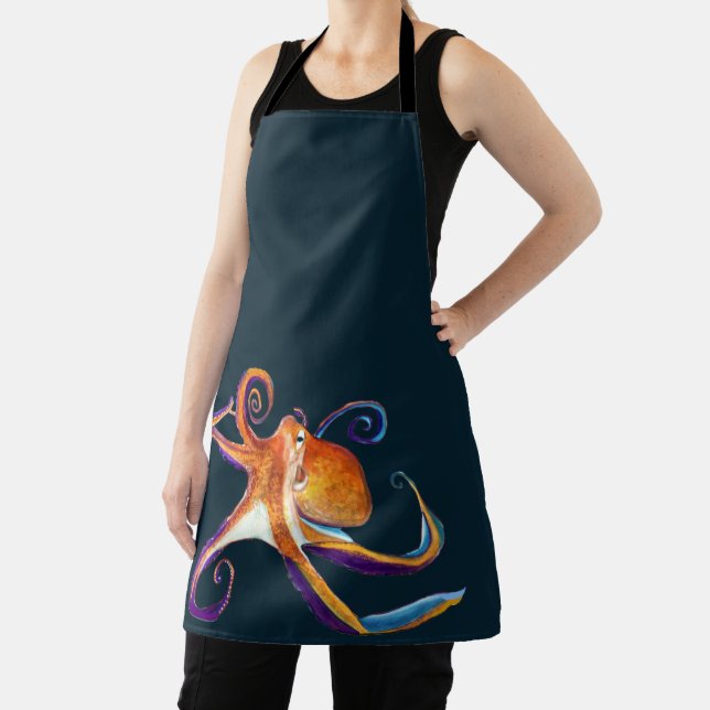Tablier Otopus vie marine aquarelle art (Insitu)