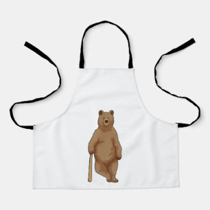 Tablier Ours au baseball avec batte de baseball