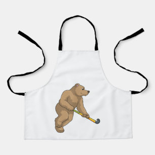 Tablier Ours au hockey avec chauve-souris de hockey