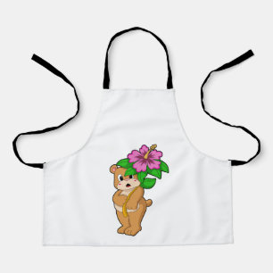 Tablier Ours avec Hibiscus aux fleurs