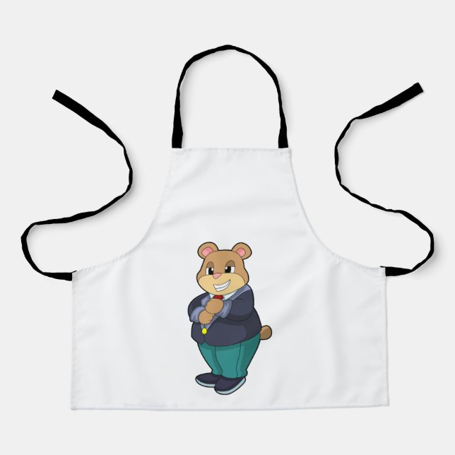 Tablier Ours comme marié en costume (Recto)