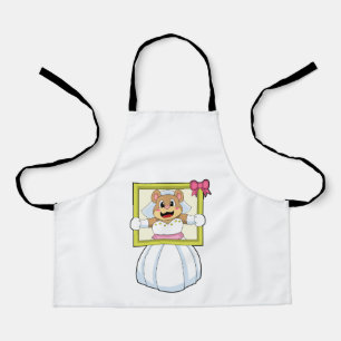 Tablier Ours comme mariée avec robe de mariée & cadre phot