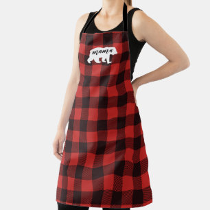 Tablier Ours de campagne russe Mama rouge et noir plaid