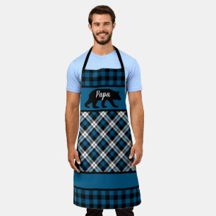 Tablier Ours Papa Mama Personnalisé Sur Bleu Bleu Boeuf C