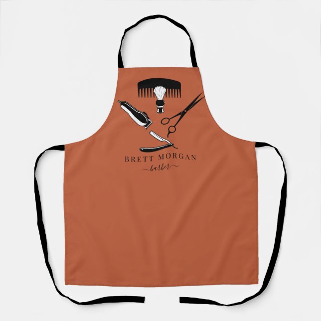 Tablier Outils de Barbier Orange Black Barber Business (Recto)