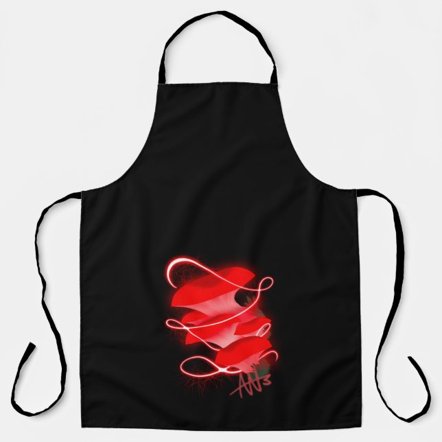 Tablier Oyster enchanté brillant rouge Champagne noir (Recto)