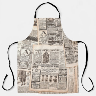 Tablier Pages de journaux avec publicité antique. La femme