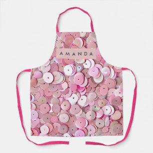 Tablier Paillettes roses personnalisées scintillantes