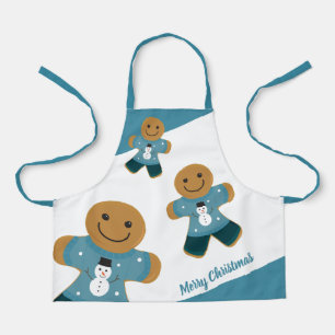 Tablier Pain d'épices Bleu Sweat de Noël Apron de Noël